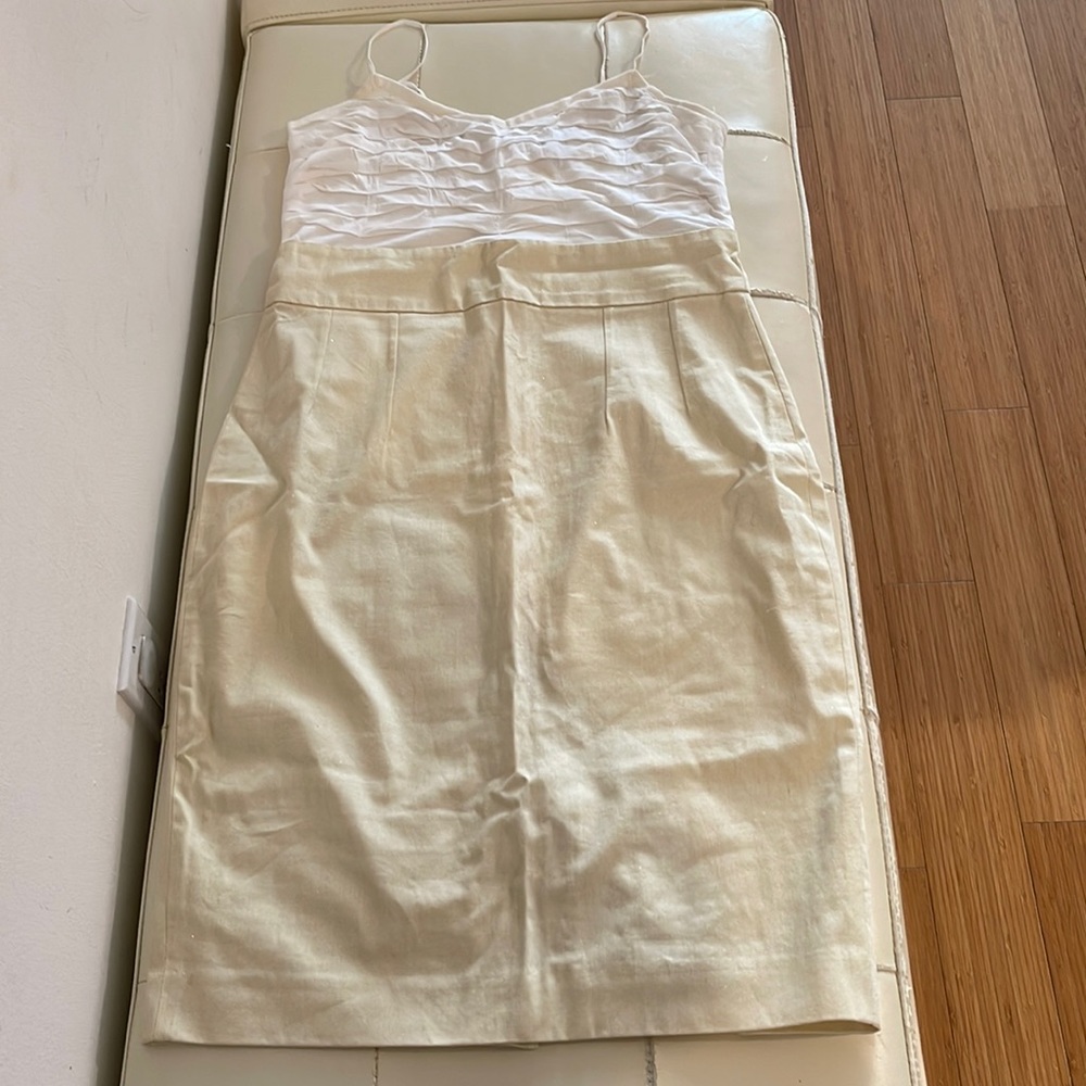 White spaghetti sleeve/yellow dress- Size 8